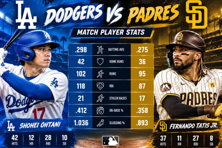 Dodgers vs Padres Match Player Stats
