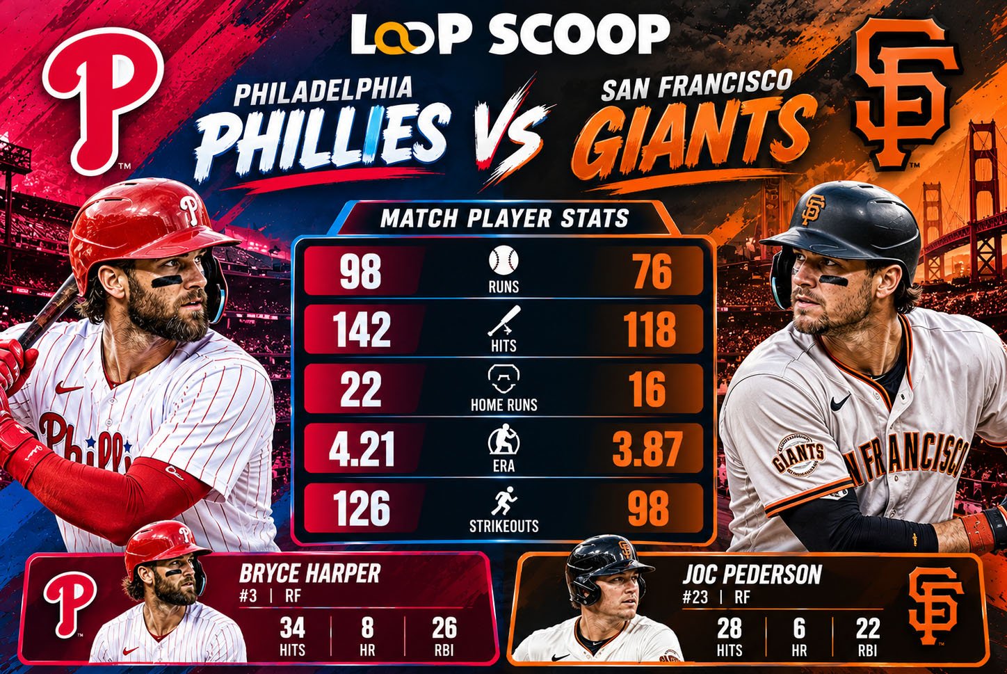 Phillies vs. San Francisco Giants Match Player Stats