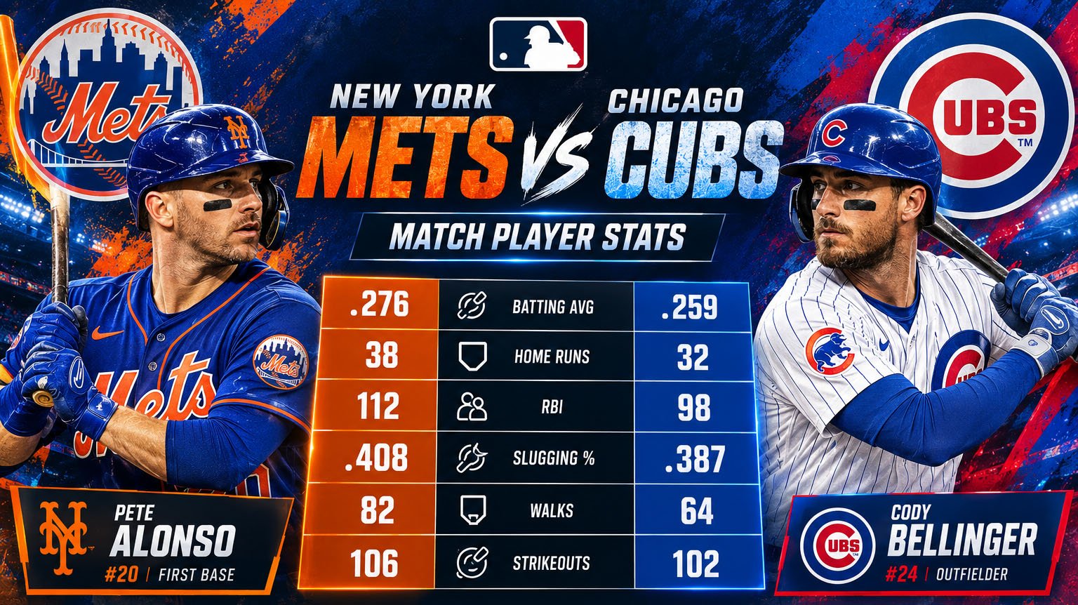 Mets vs. Chicago Cubs Match Player Stats