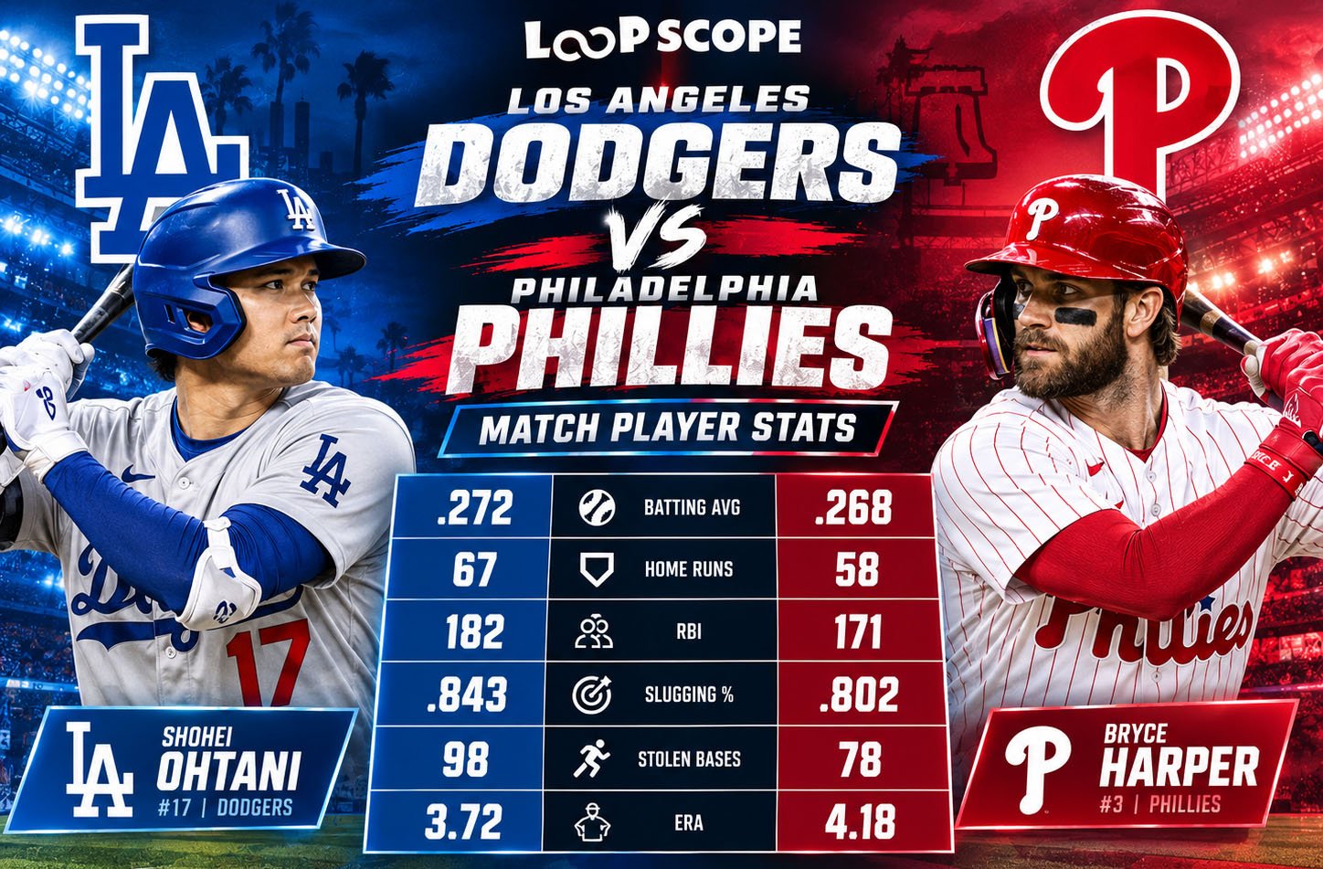 dodgers vs phillies match player stats