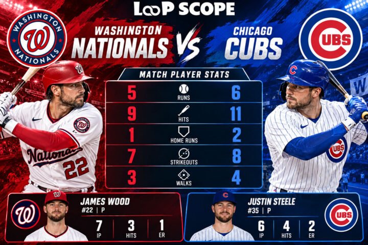 washington nationals vs chicago cubs match player stats